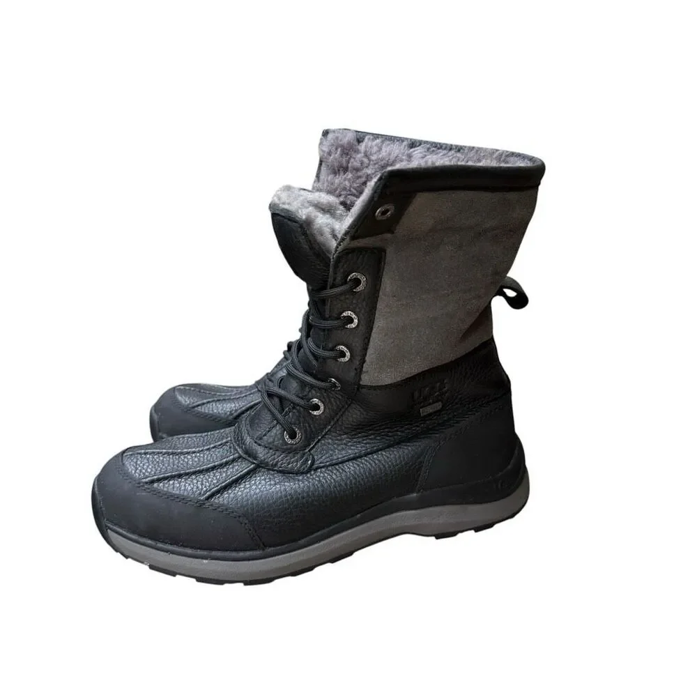 UGG Adirondack III Waterproof snow Boots leather gray sheepskin lining sz 9